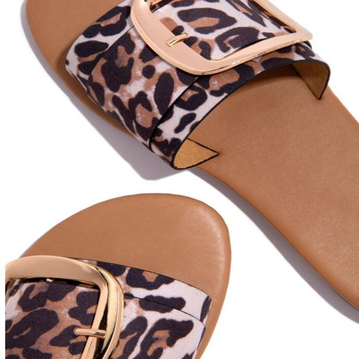 Open Toe Buckle Sandals in Black for Women