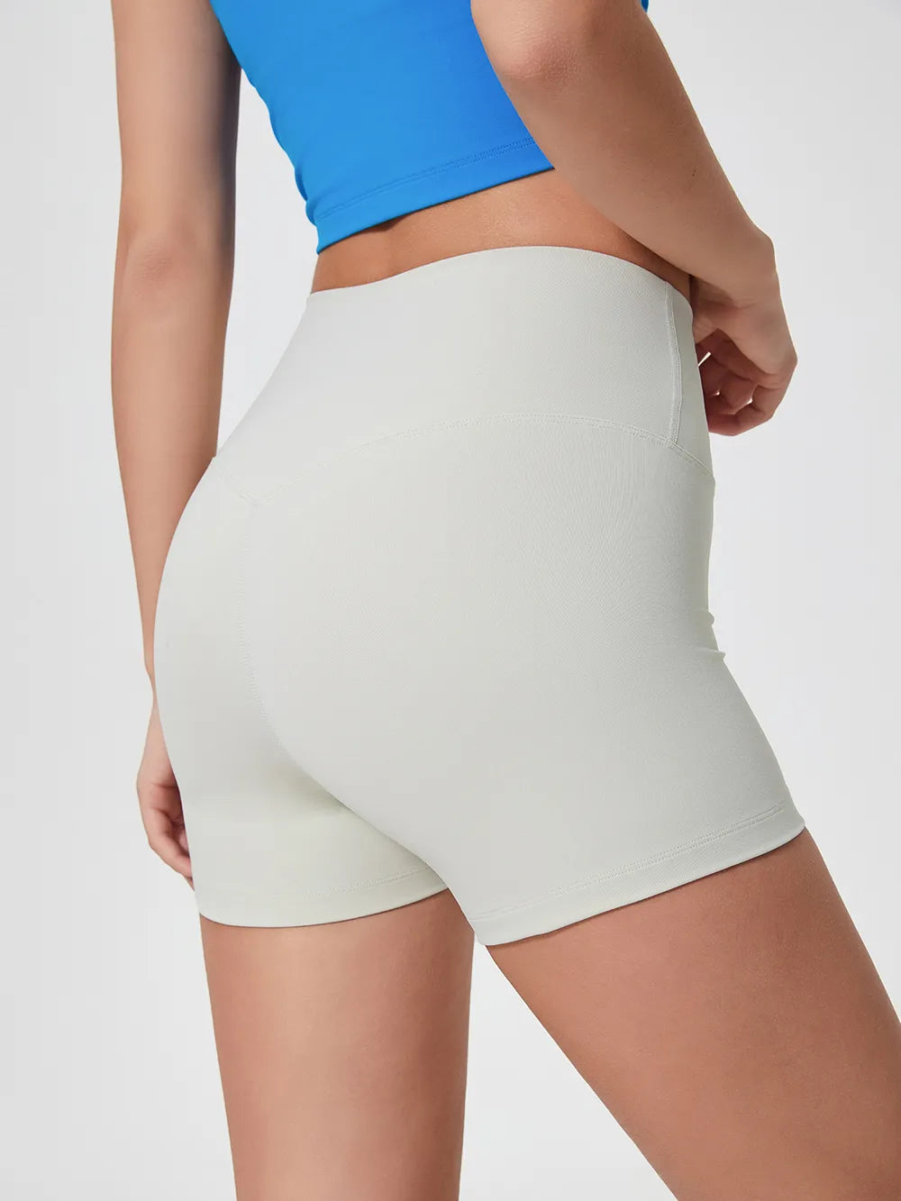 High Waist Active Shorts in Deep Dark Green in White for Women