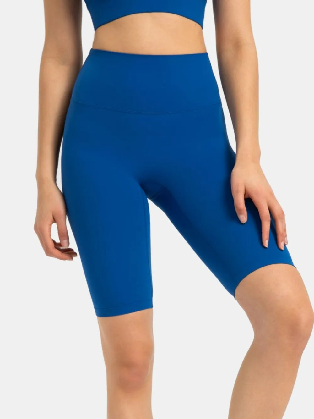 High Rise Wide Waistband Active Shorts in Dark Brown in Lavender for Women