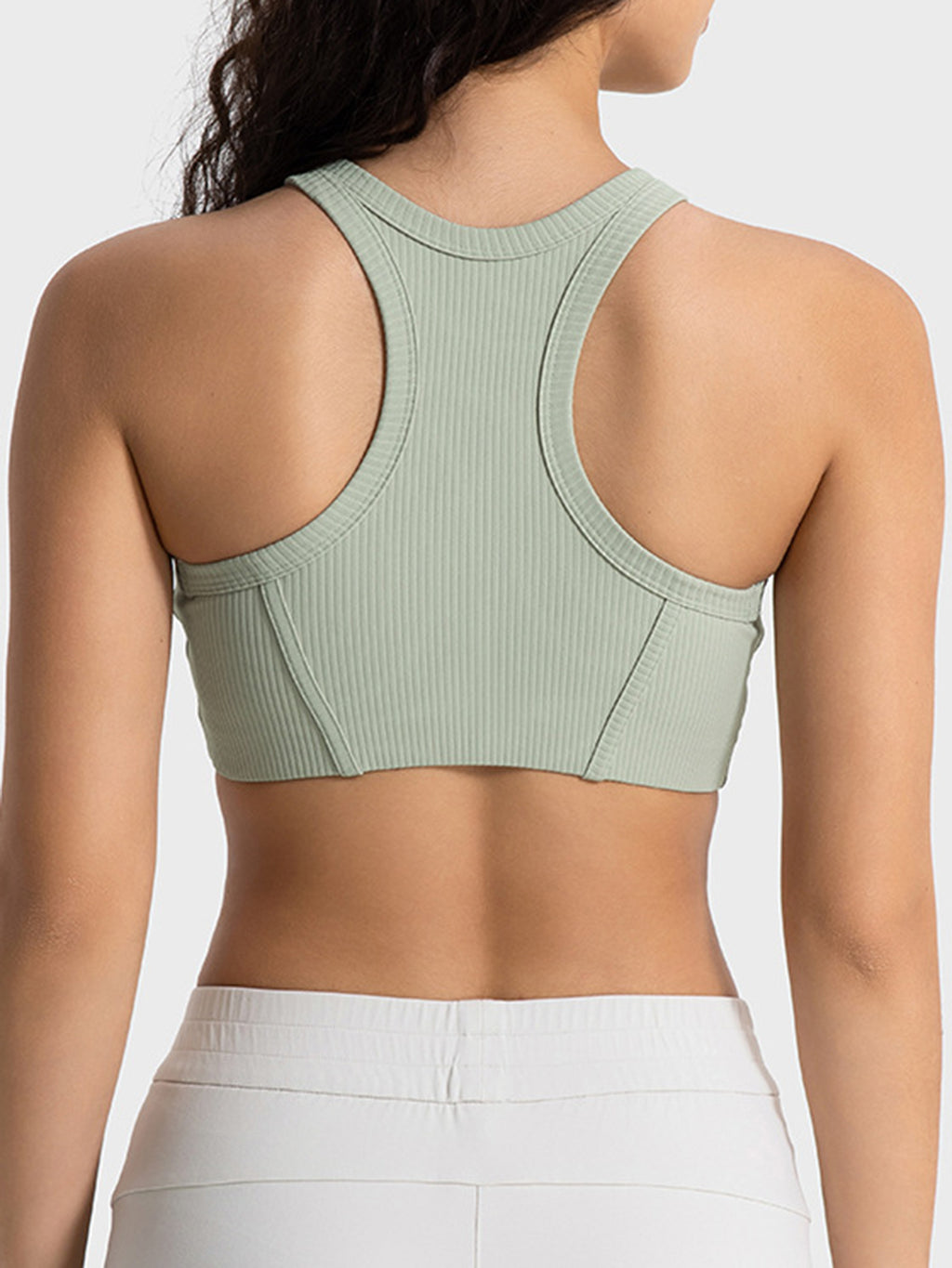 Wide Strap Cropped Sport Tank in Sage for Women