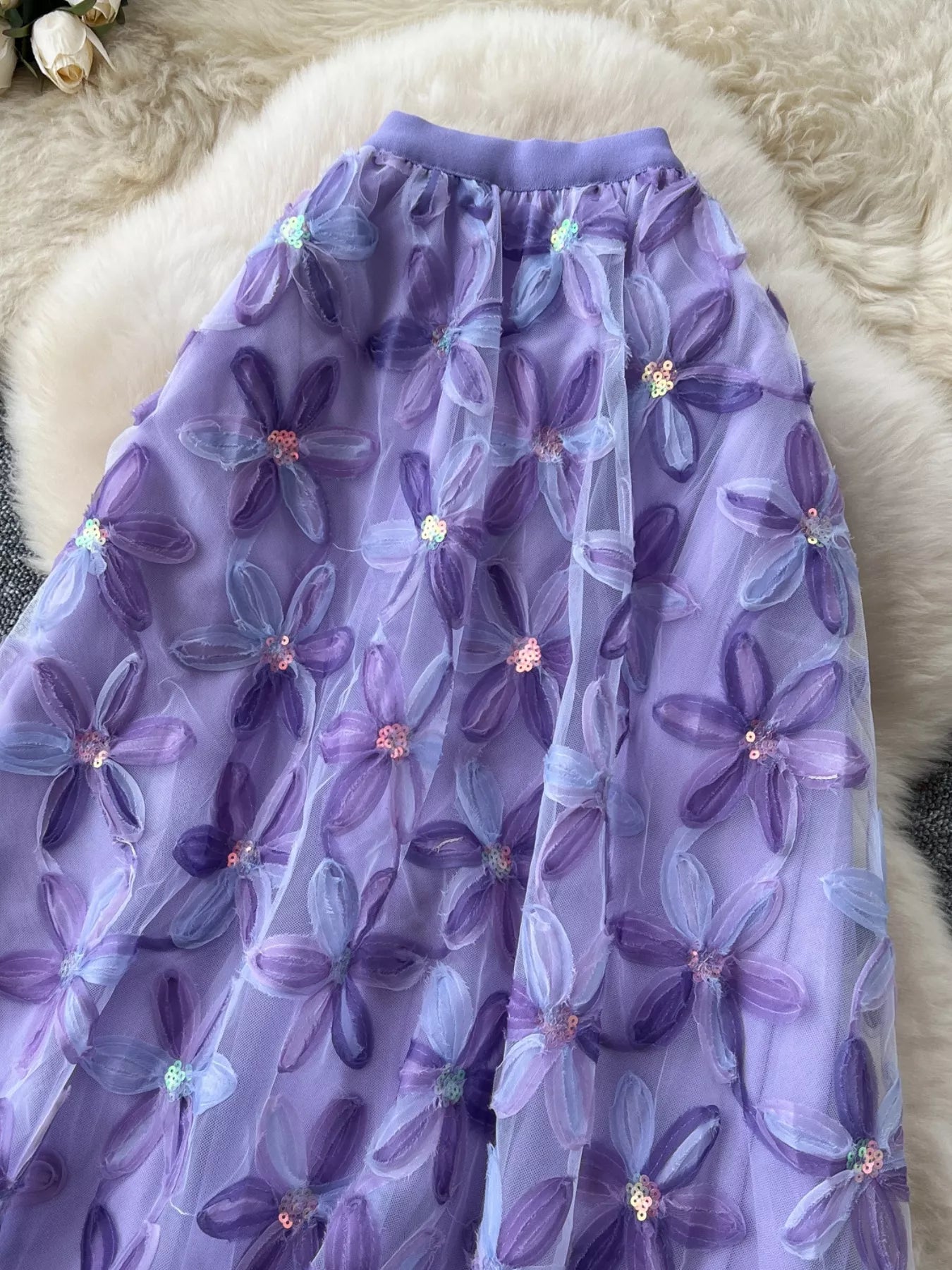 Floral Mesh Skirt for Women
