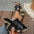 Open Toe Wedge Sandals in Soft in Black for Women