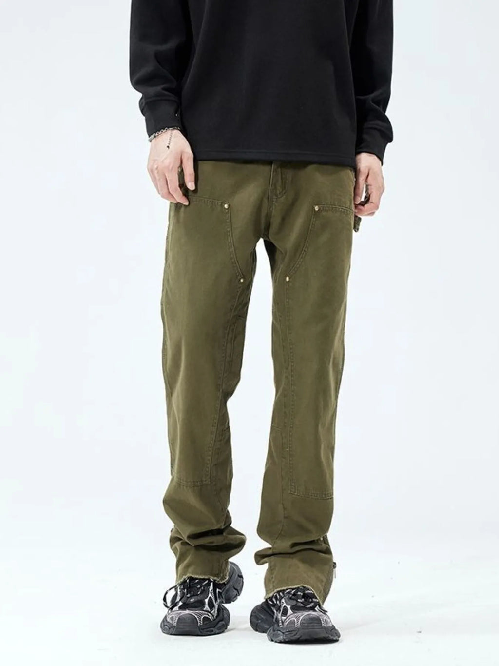 Wide Leg Jeans in Black for Men