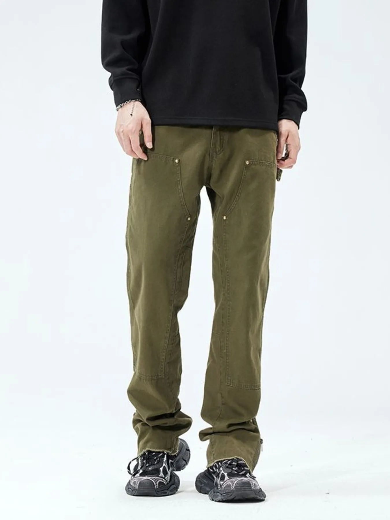 Wide Leg Jeans in Black for Men