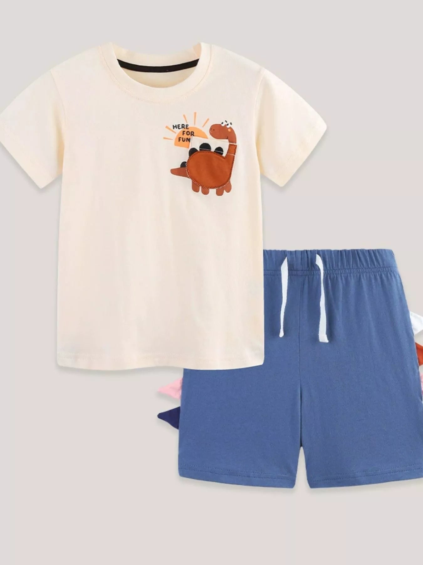Dinosaur Round Neck Tee and Shorts Set in 2315 for Boys