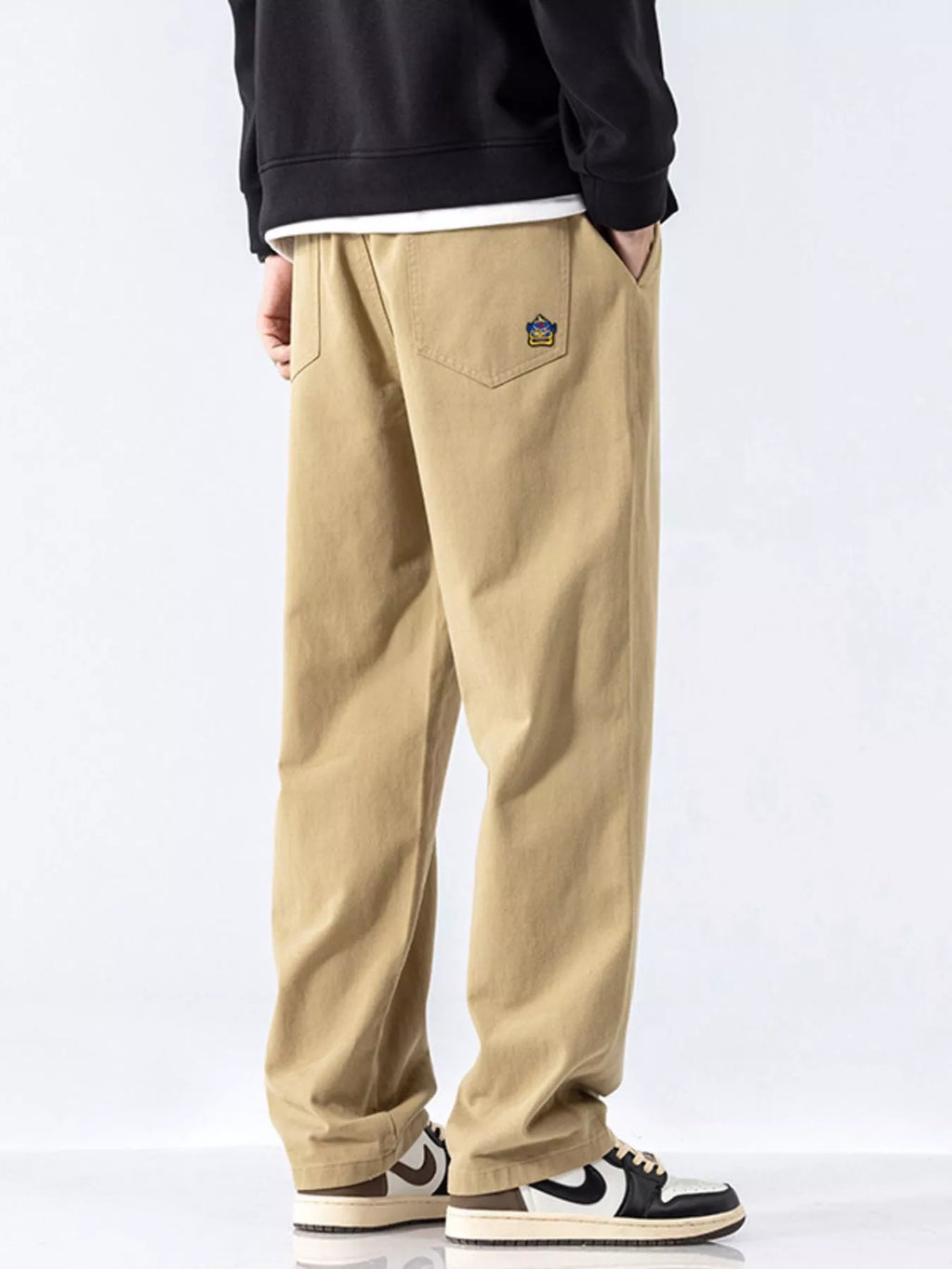 Casual Loose-Fit Drawstring Pants Plus Size in Military Green for Men