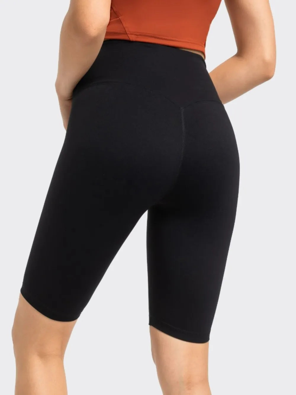 High Rise Wide Waistband Active Shorts in Dark Gray in Black for Women