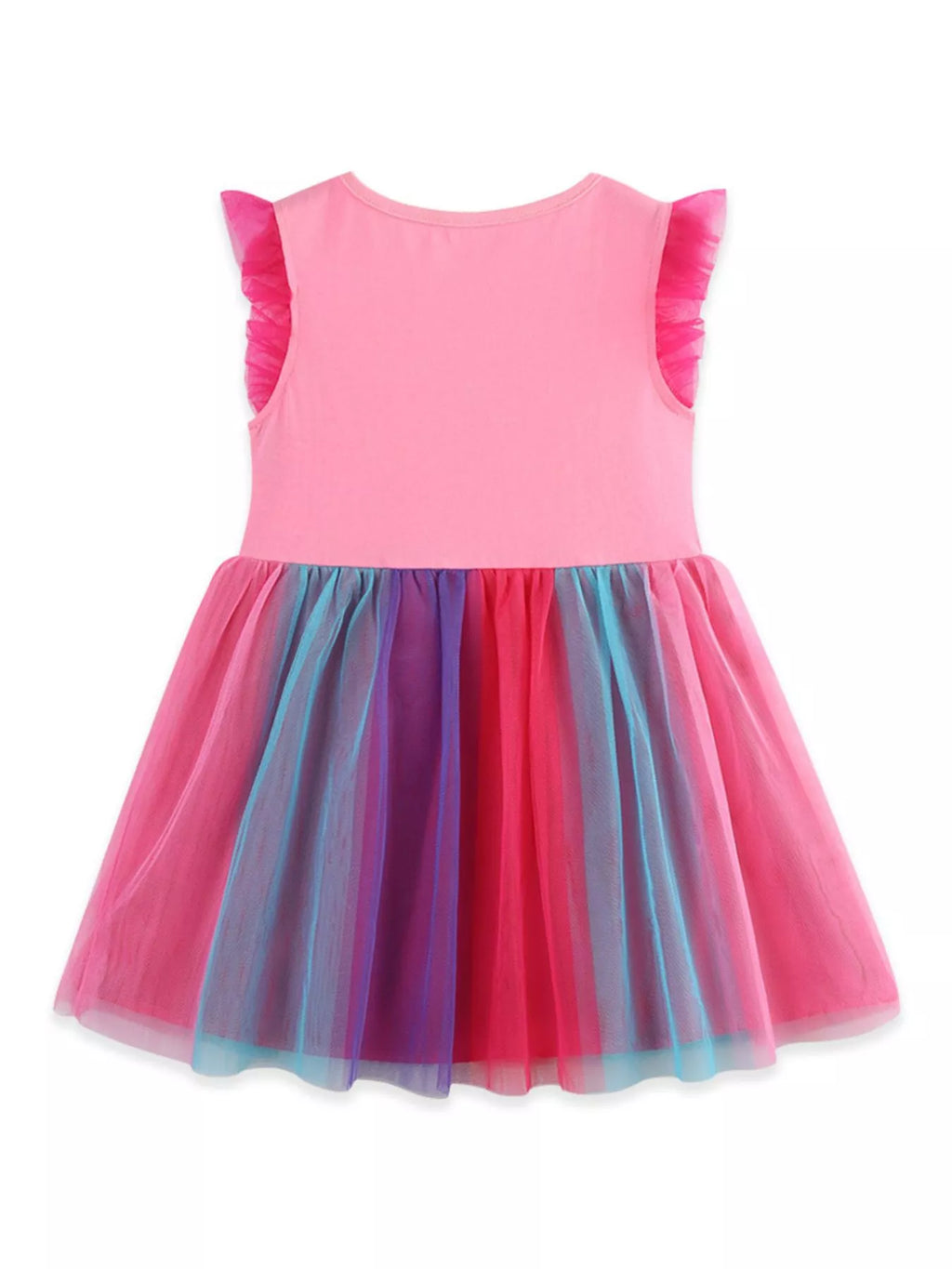 Cupcake Graphic Rainbow Tulle Dress in Fuchsia Pink for Girls