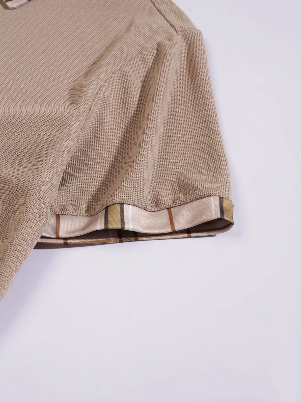 Classic Plaid Collar Polo and Shorts Set Plus Size in Khaki for Men