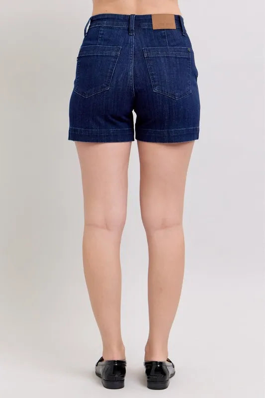 High Waist Denim Shorts Plus Size in Dark for Women