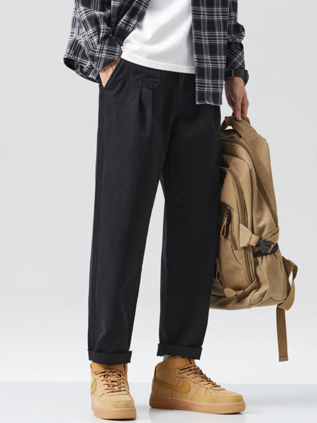 Loose Fit Pants Plus Size in Gray for Men