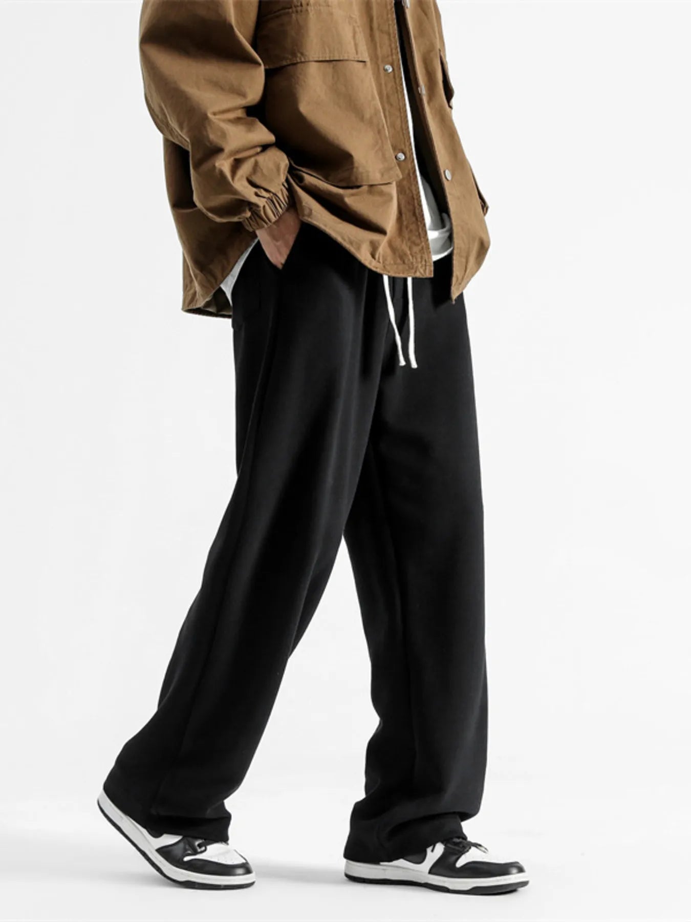 Casual Loose Fit Sweatpants Plus Size in Light Gray for Men
