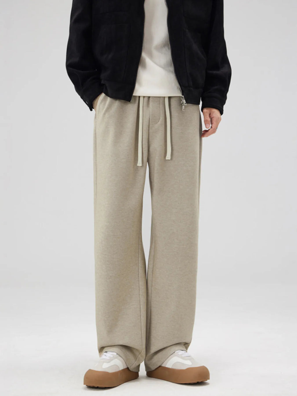 Relaxed Fit Drawstring Pants Plus Size in Apricot for Men