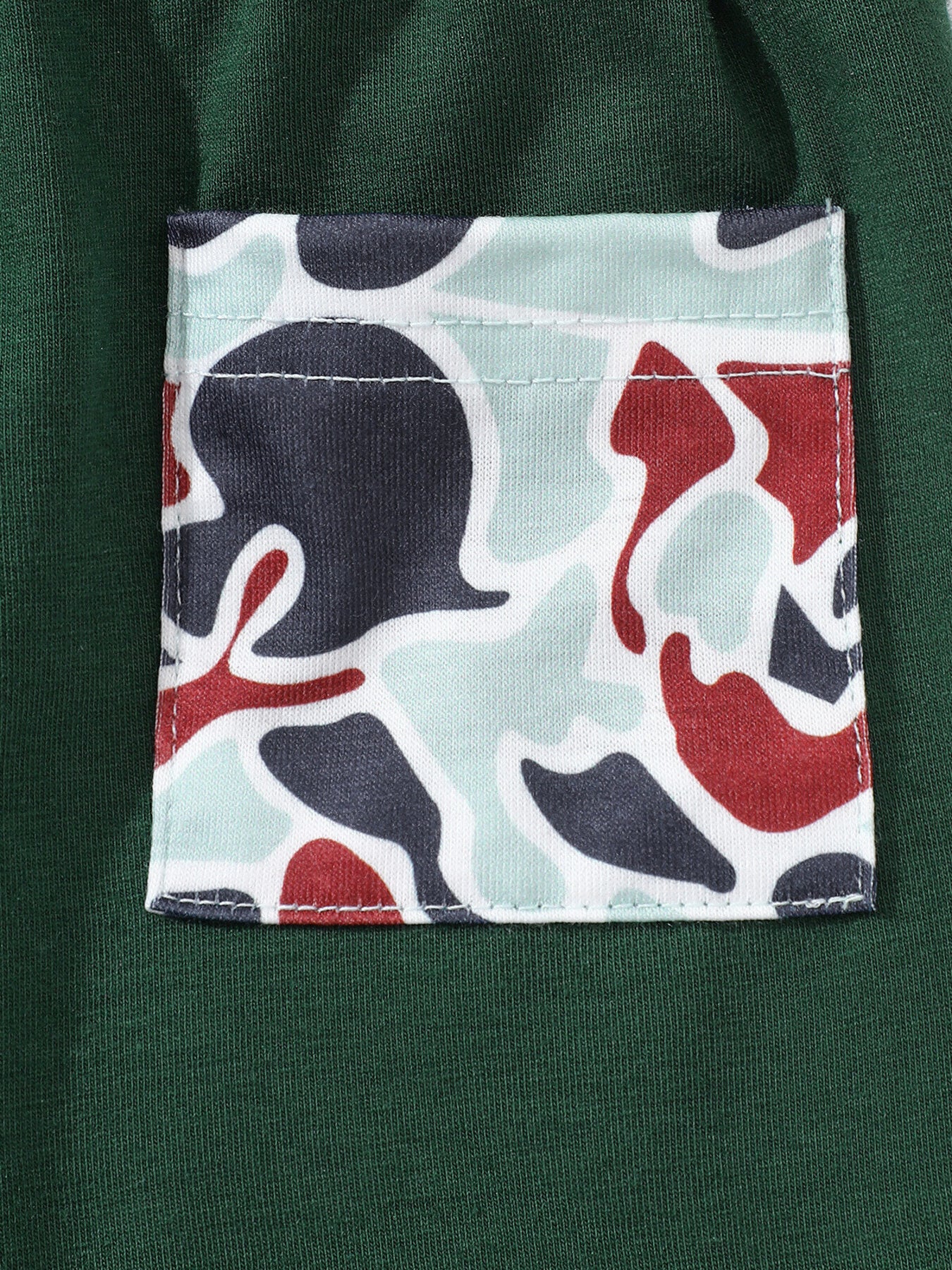 Button Detail Polo Shirt & Shorts Set in Dark Green for Boys