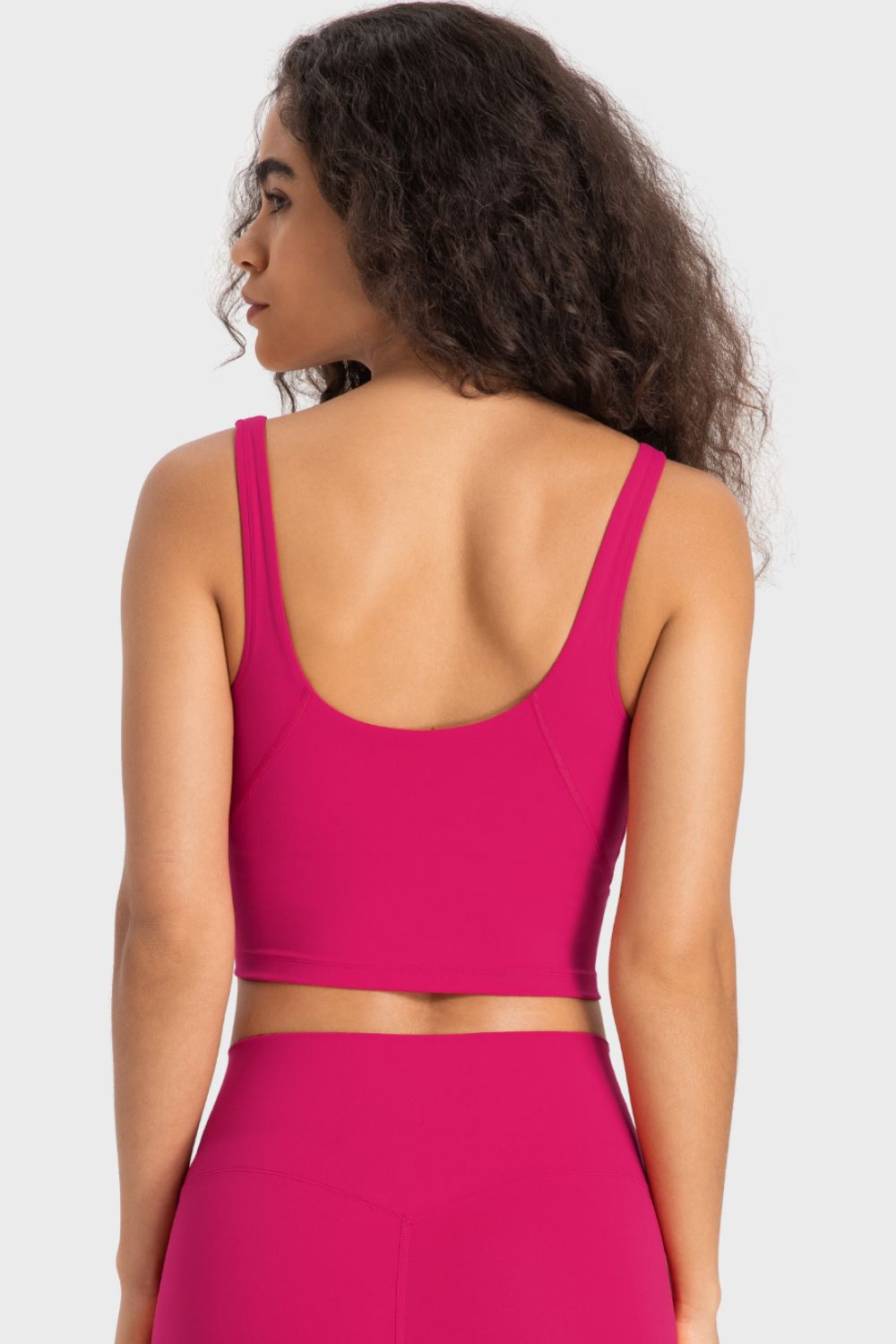 Deep V-Neck Crop Sports Bra in Deep Rose for Women