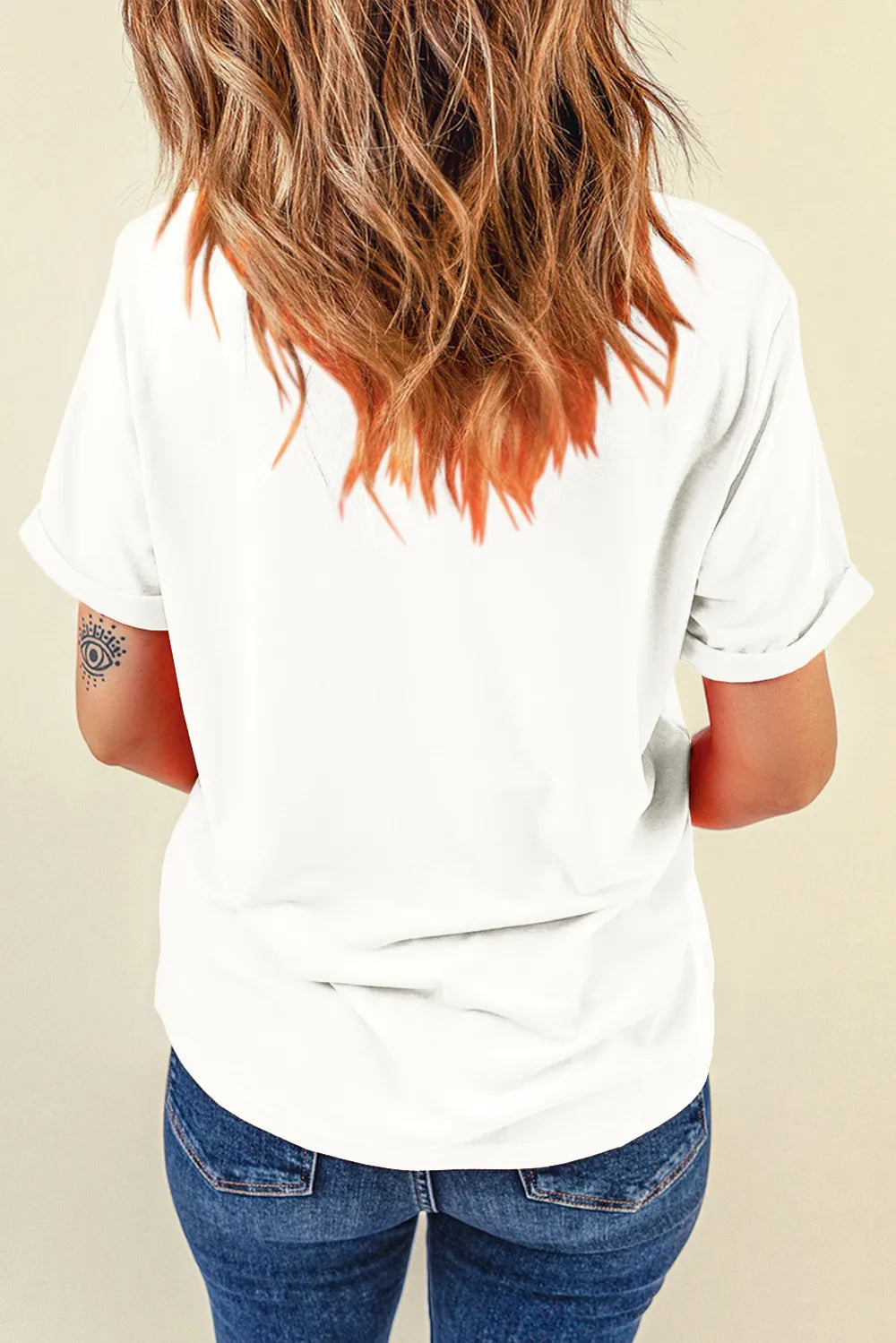1776 Round Neck Short Sleeve T-Shirt in White for Women