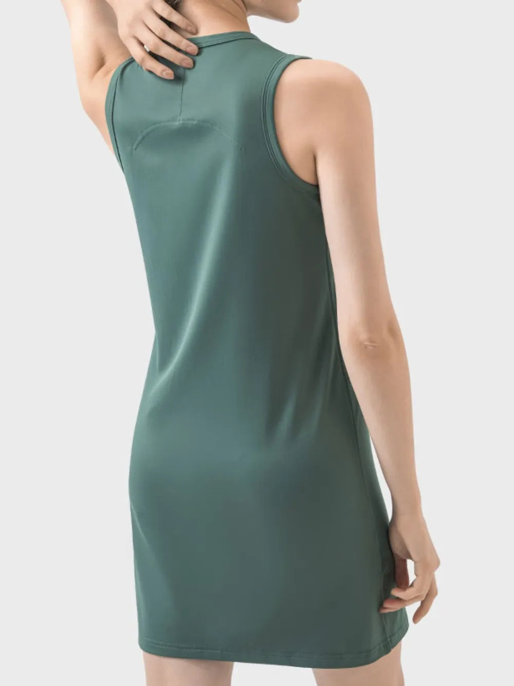 Round Neck Sleeveless Active Dress in Sherbet for Women
