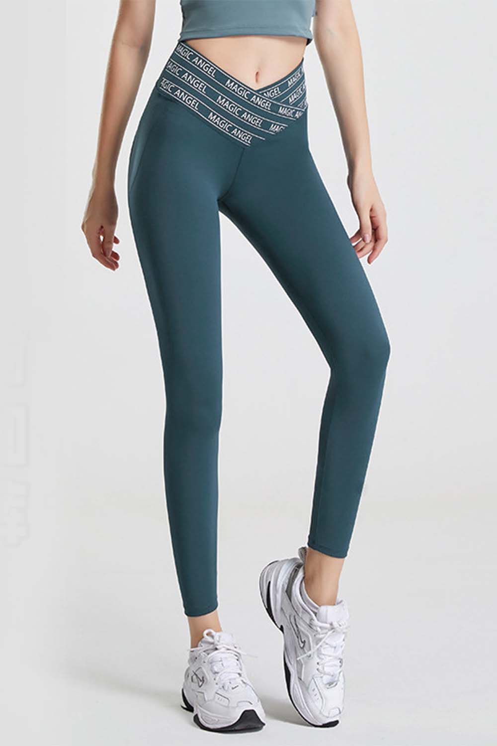 Wide Waistband Sports Pants in Dusty Pink for Women