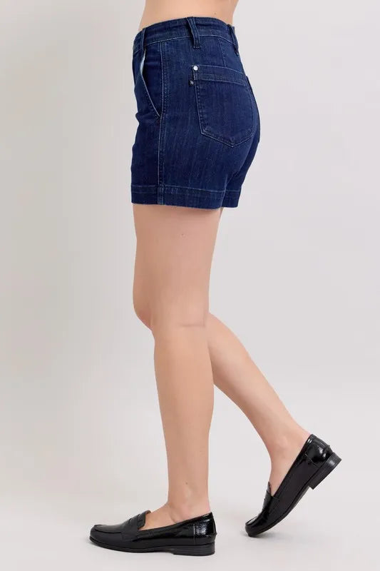 High Waist Denim Shorts Plus Size in Dark for Women