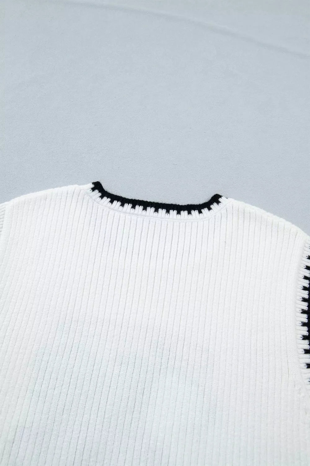 Contrast Trim Round Neck Rodeo Cowboy Sweater Vest for Women