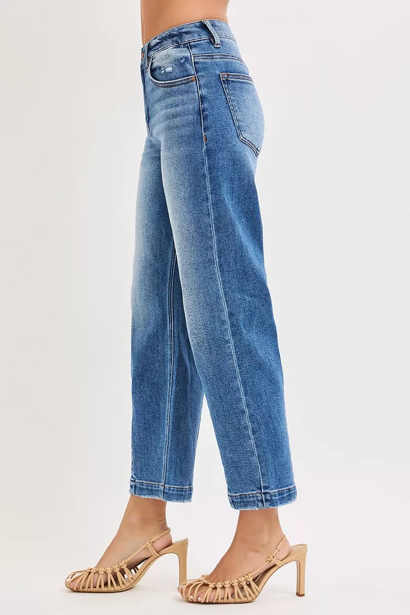 High Rise Crop Boyfriend Tapered Jeans in Dark for Women
