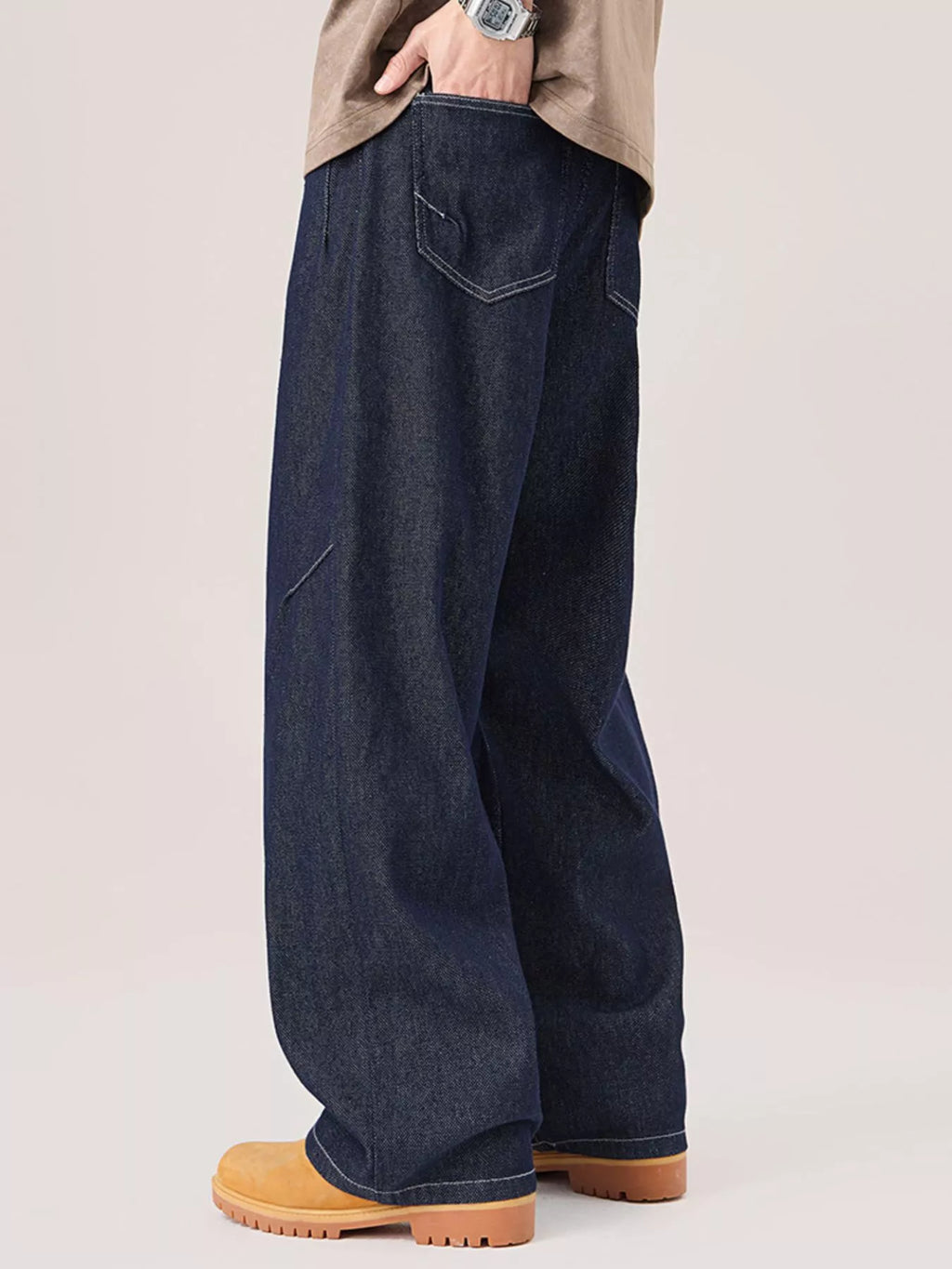 Wide Leg Jeans in Dark Blue for Men