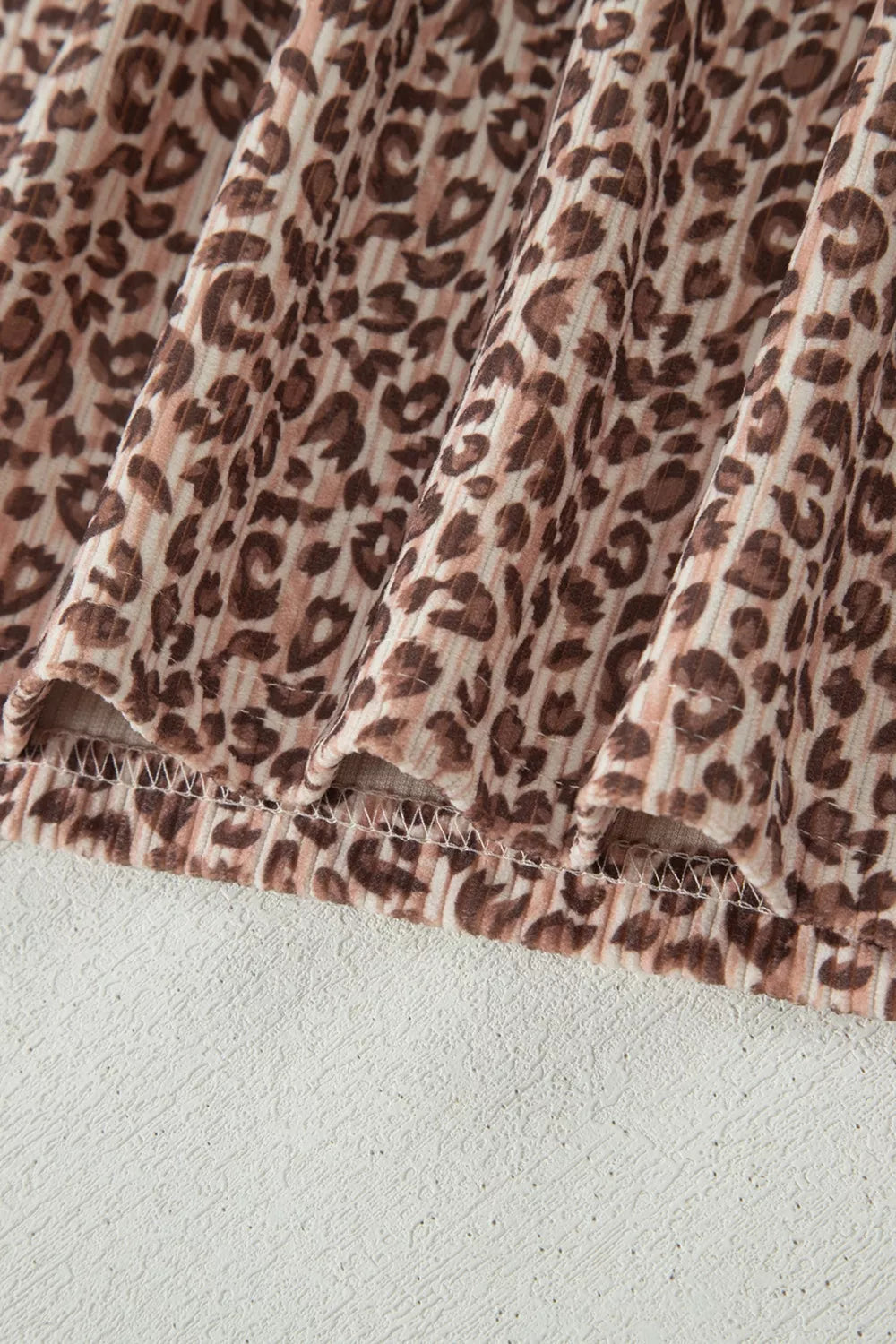 Leopard Print Ribbed Patchwork Half Button Loose Tee Elastic Waist Shorts Two-Piece Set for Women