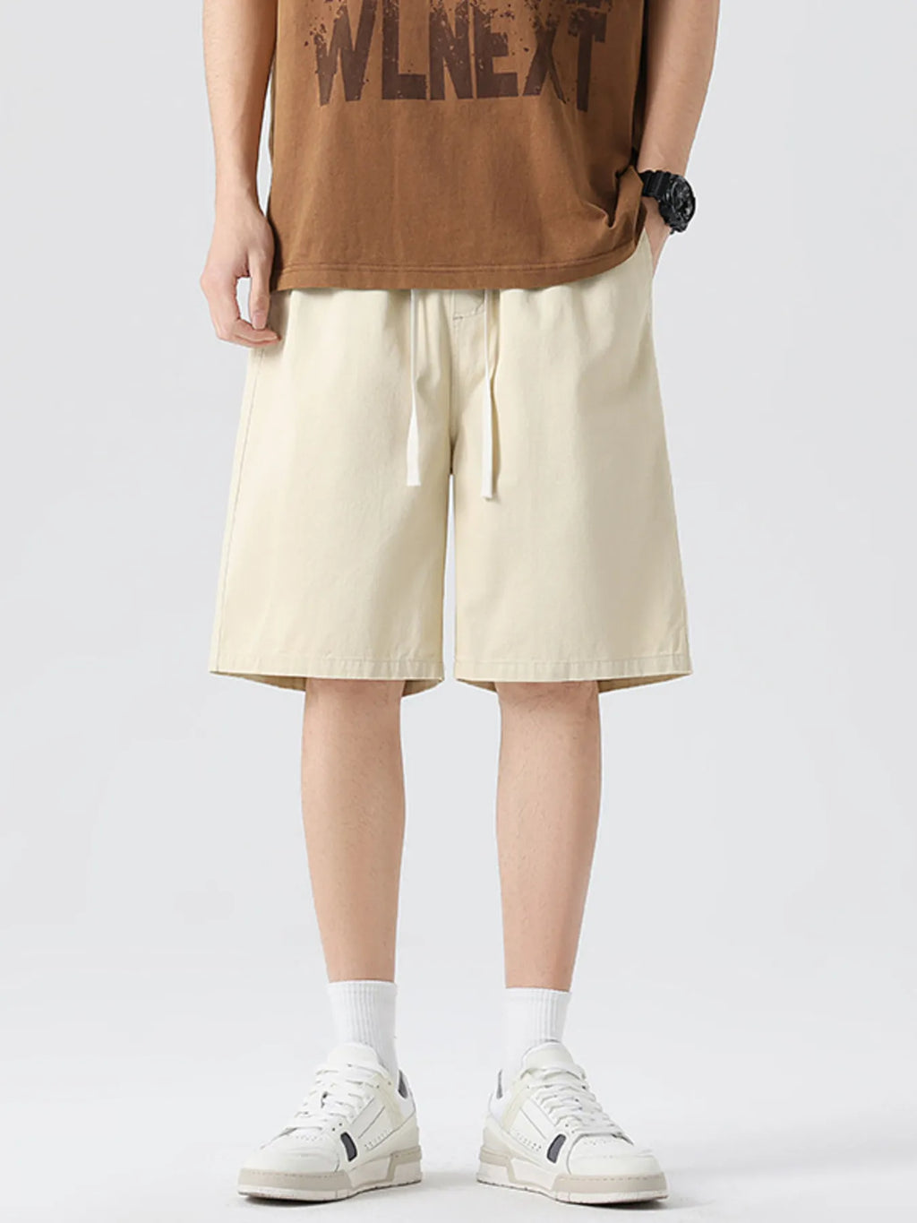 Wide-Leg Shorts Plus Size in Khaki for Men