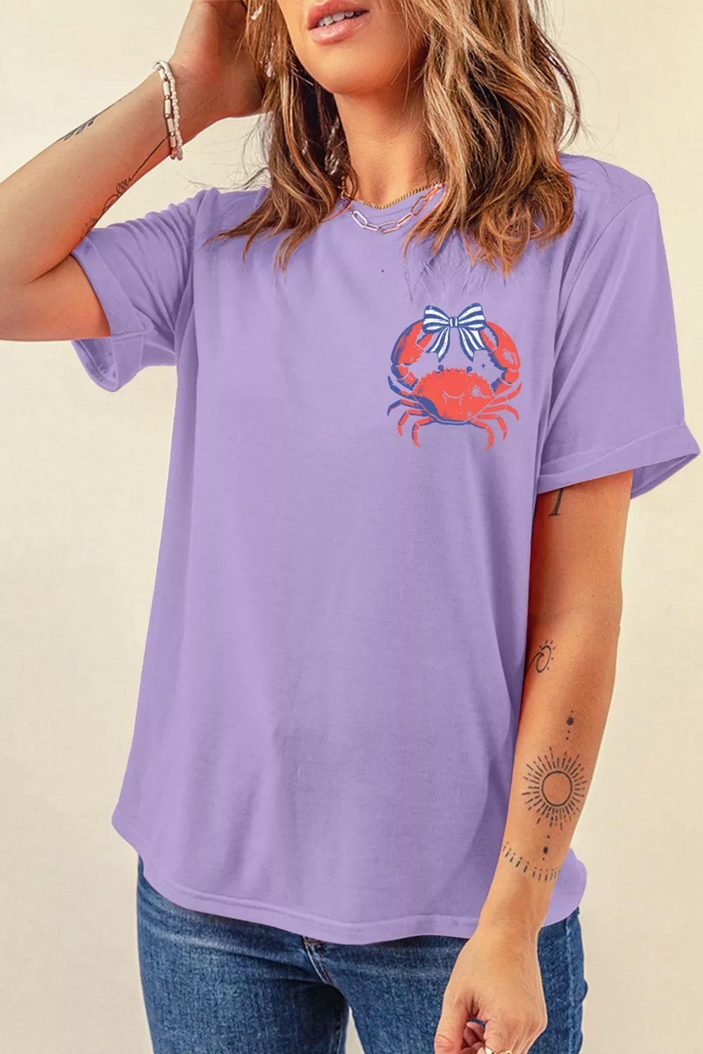 Crabby Beach Day Graphic T-Shirt for Women