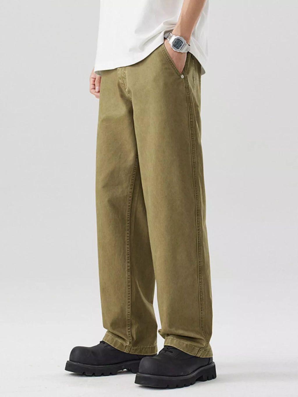Relaxed Fit Pants in Black for Men
