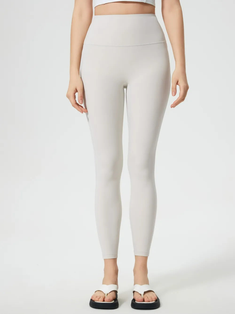 Wide Waistband Active Leggings in White for Women