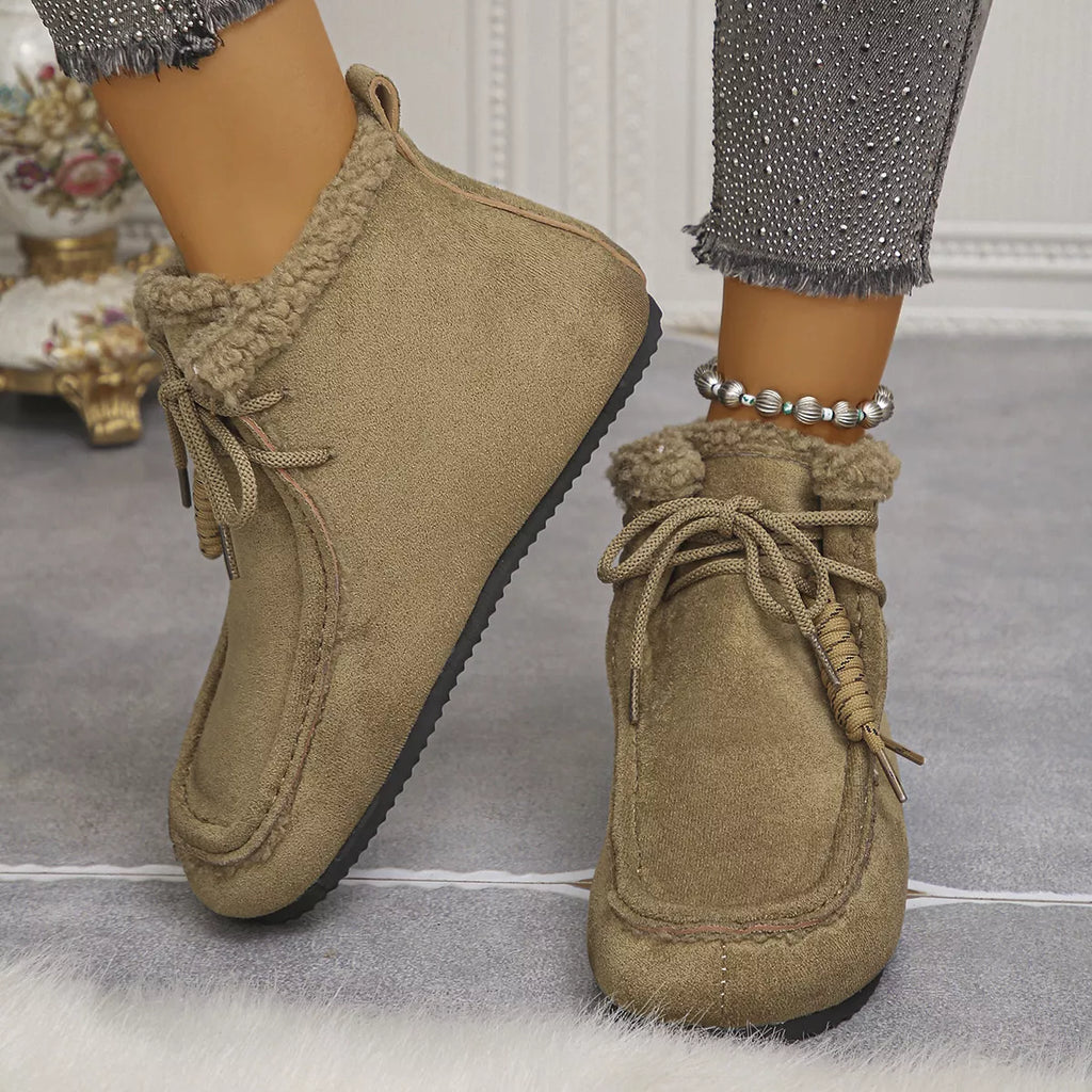 Plush Lined Ankle Boots in Gray for Women