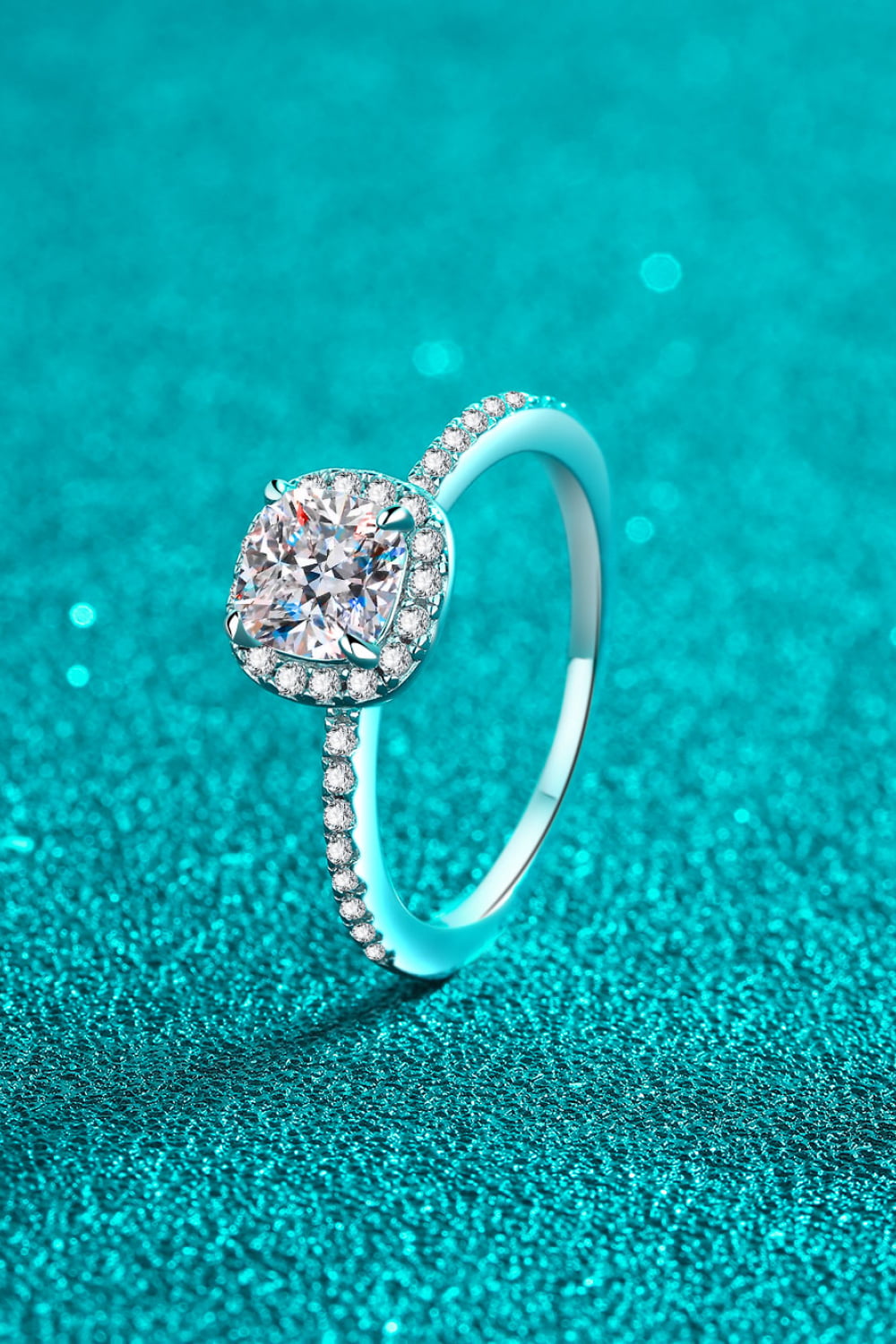 1 Carat Moissanite 925 Sterling Silver Halo Ring for Women