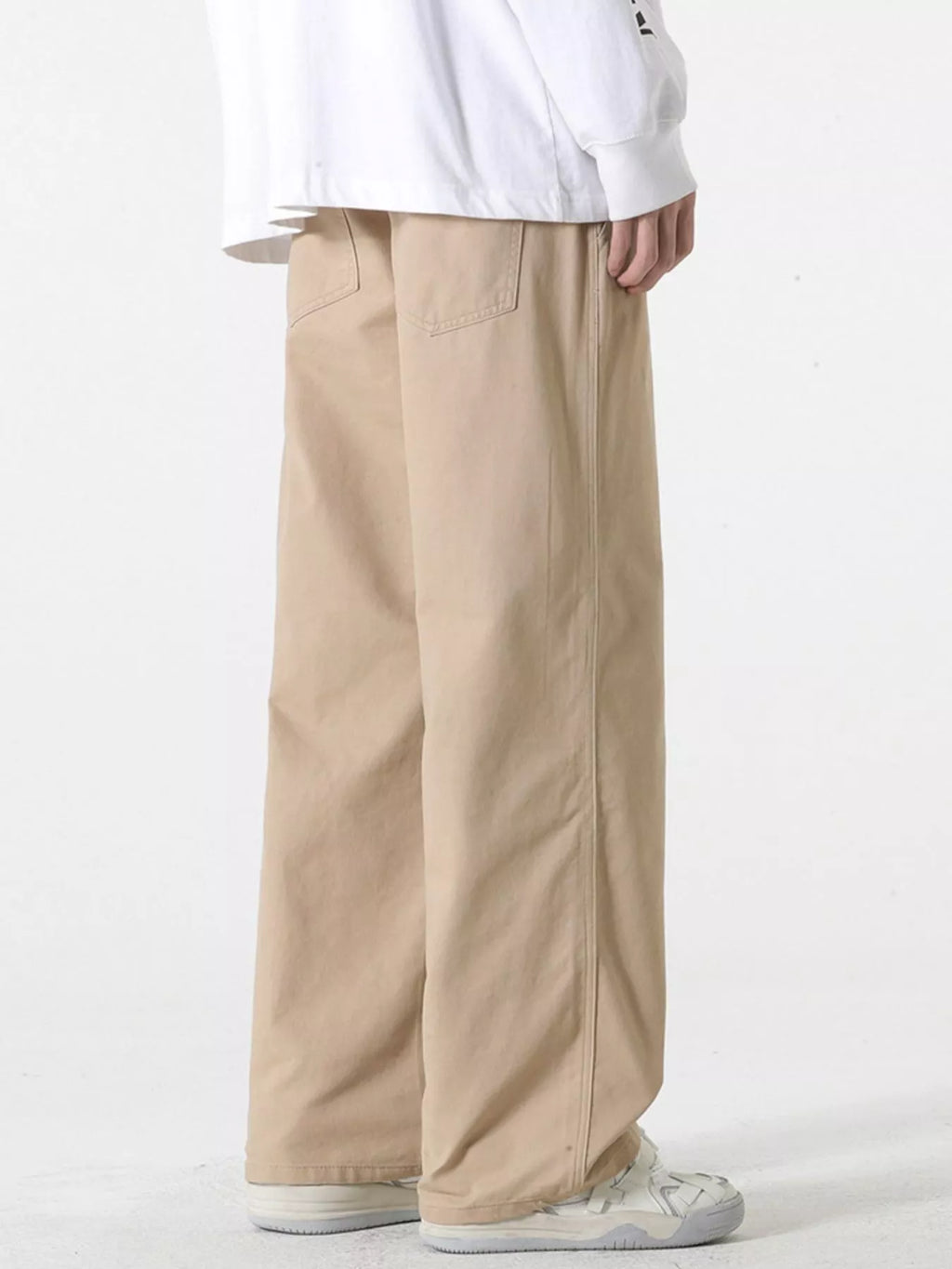 Relaxed Fit Drawstring Pants Plus Size in Black for Men
