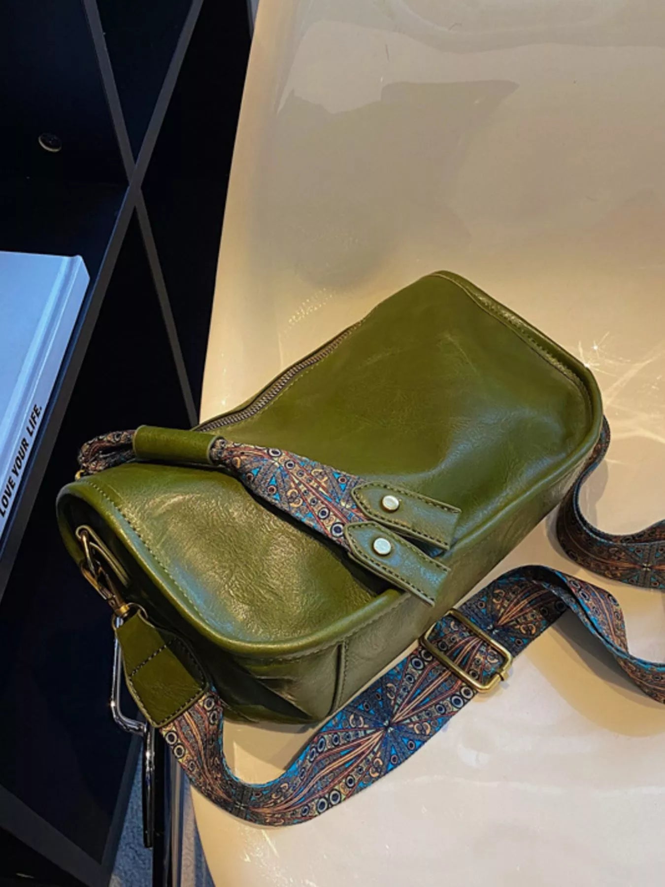 Patterned Strap Crossbody Bag for Women