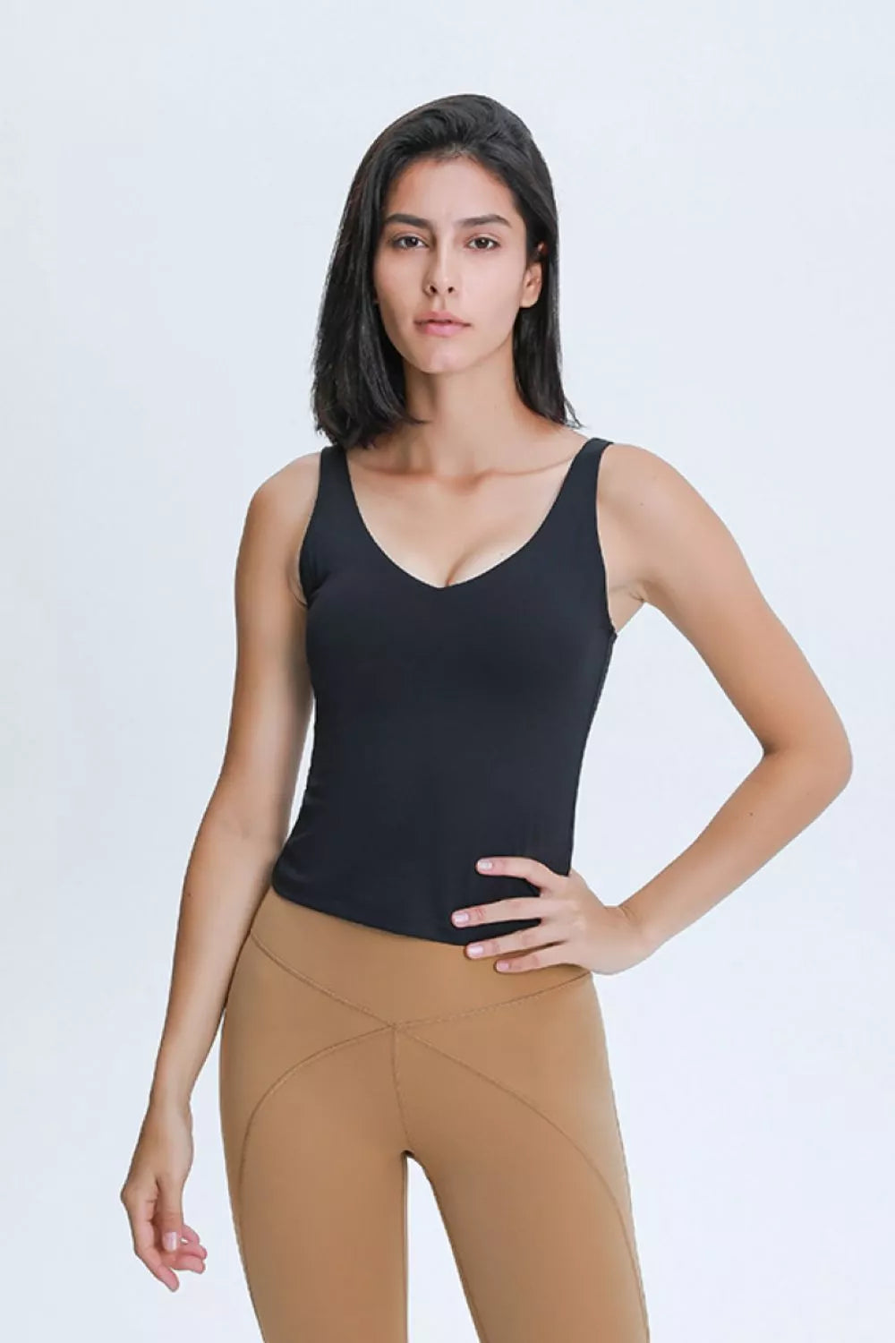 V Neck Active Tank in Dark Navy for Women
