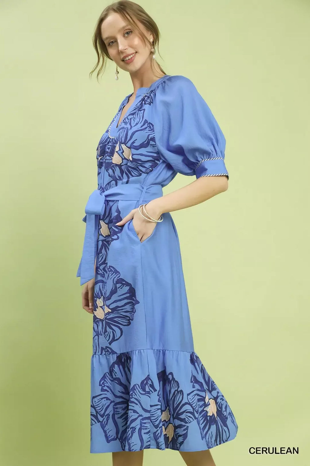 Floral Belted Midi Dress for Women