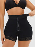Plus Size Lace Detail Hook-and-Eye Shaping Shorts in Black for Women