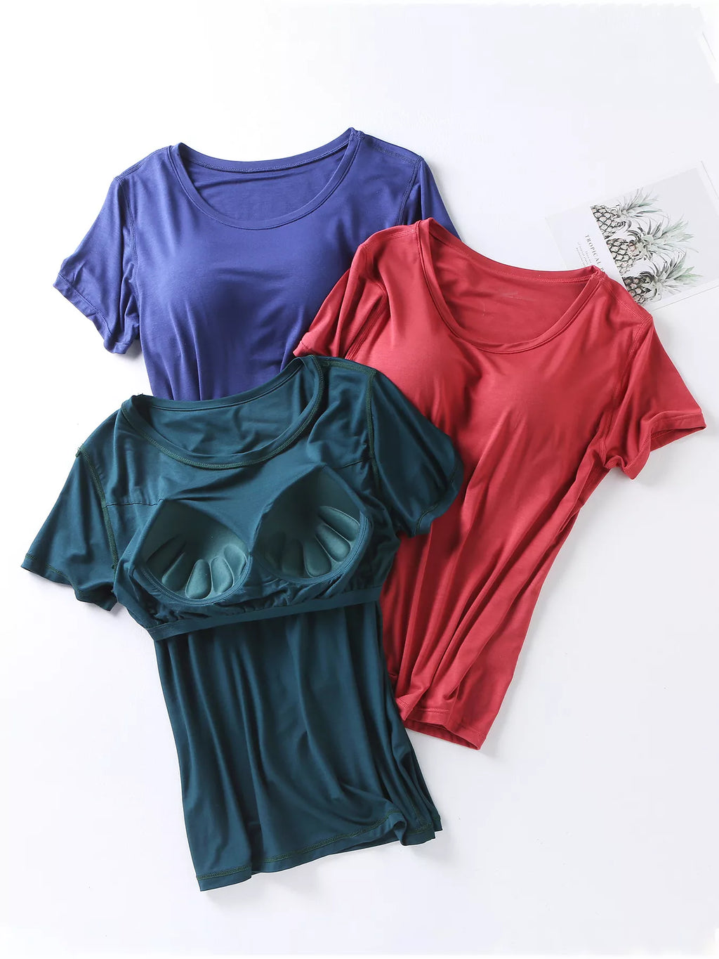 Plus Size Padded Round Neck Modal T-Shirt and Shorts Set in Heather Gray for Women