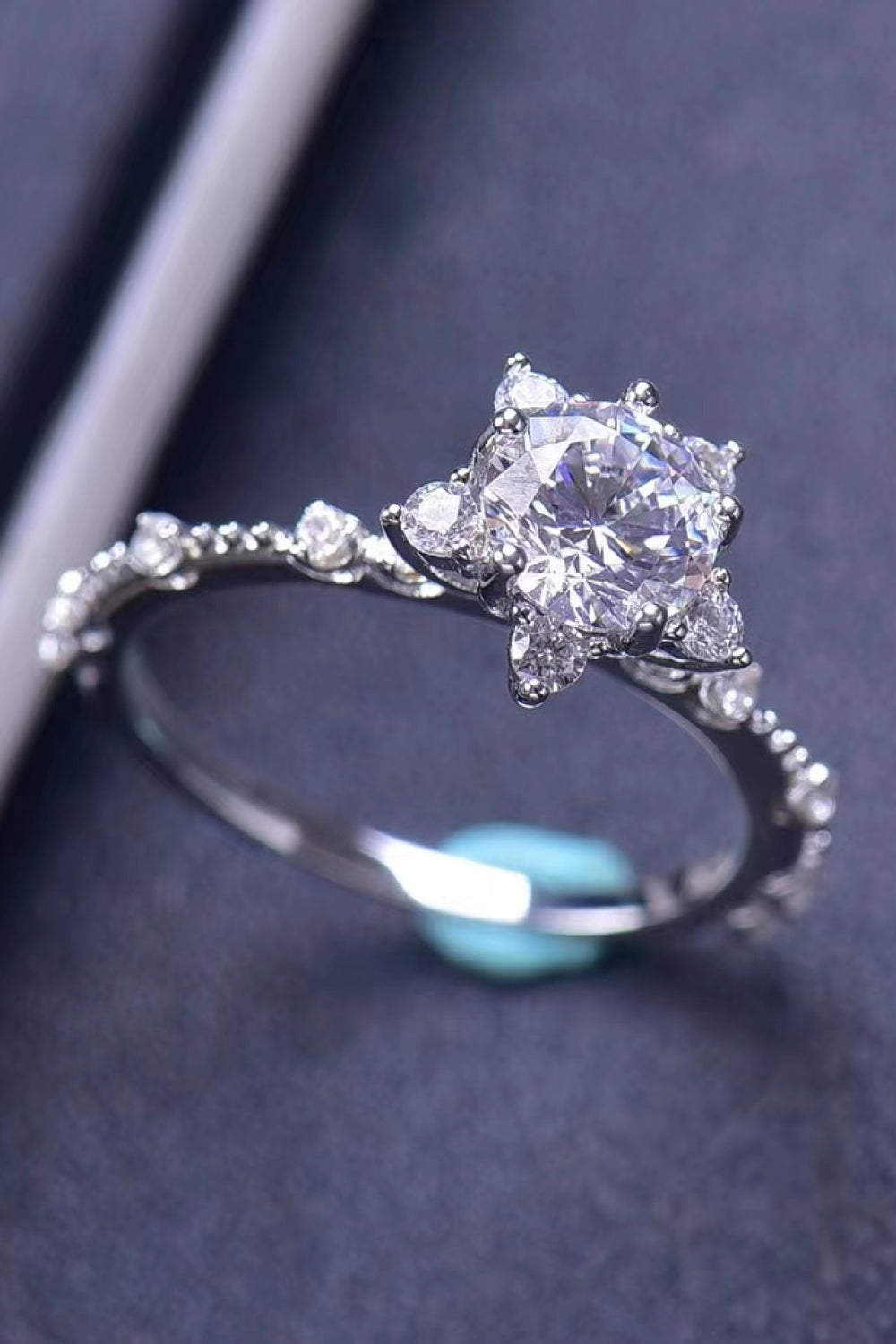1 Carat Moissanite 6-Prong Ring in Silver for Women