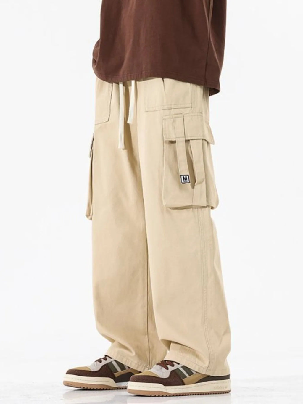 Cargo Wide Leg Pants Plus Size in Military Green for Men