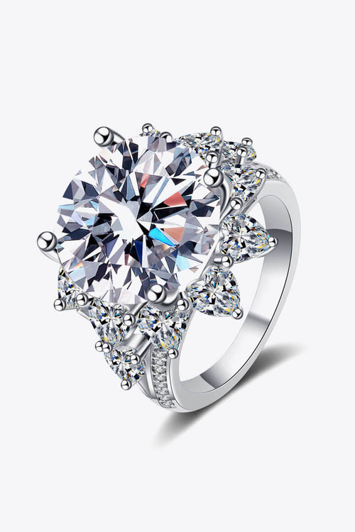 10 Carat Moissanite Flower-Shaped Ring in Silver for Women