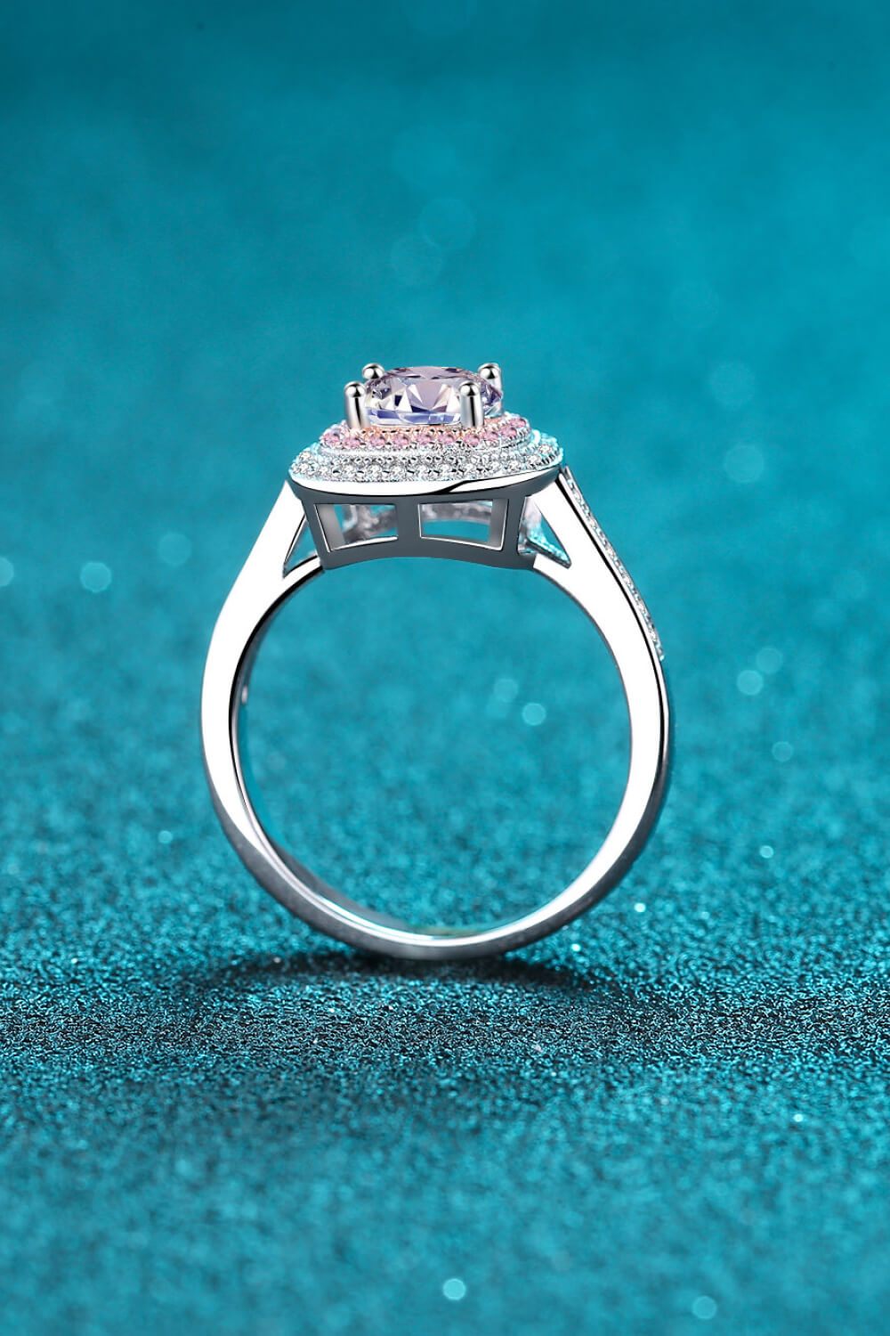 Need You Now Moissanite Ring in Silver Pink for Women