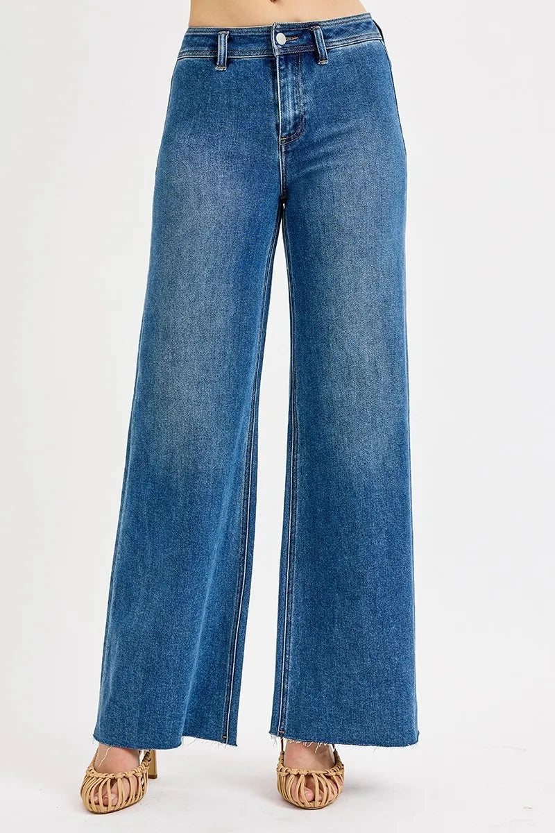 High-Waisted Wide Leg Jeans in Medium for Women