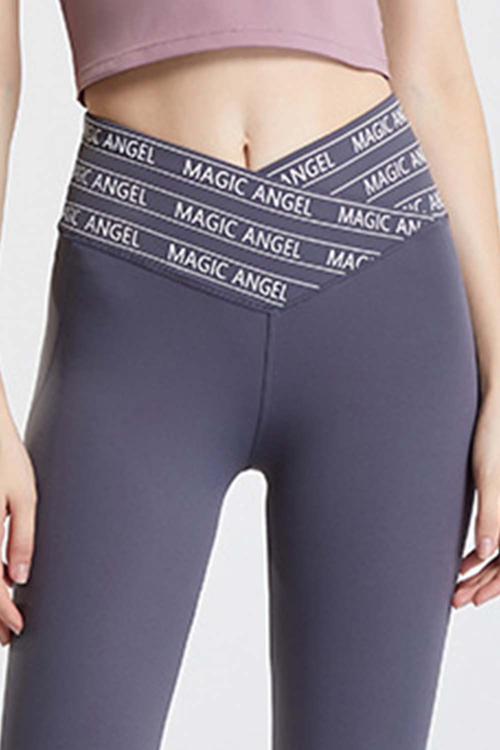 Wide Waistband Sports Pants in Dusty Pink for Women