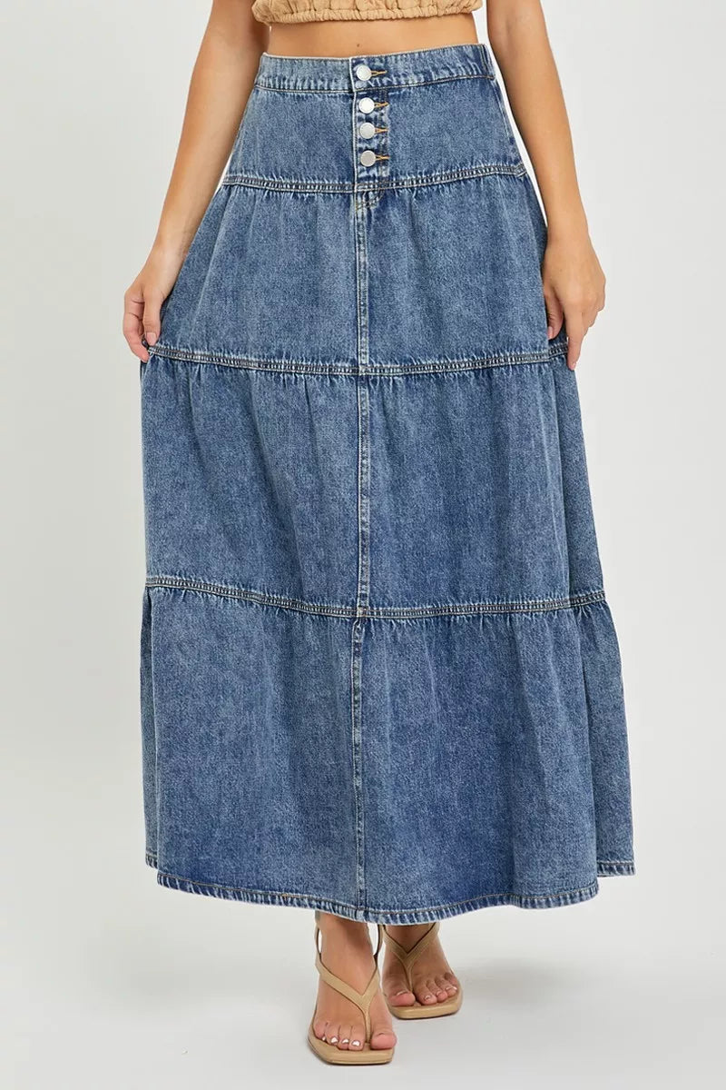 High Rise Ruffle Long Skirts in Medium for Women