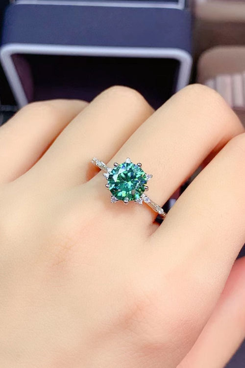 All Eyes On Me 1 Carat Moissanite Platinum-Plated Ring in Green for Women