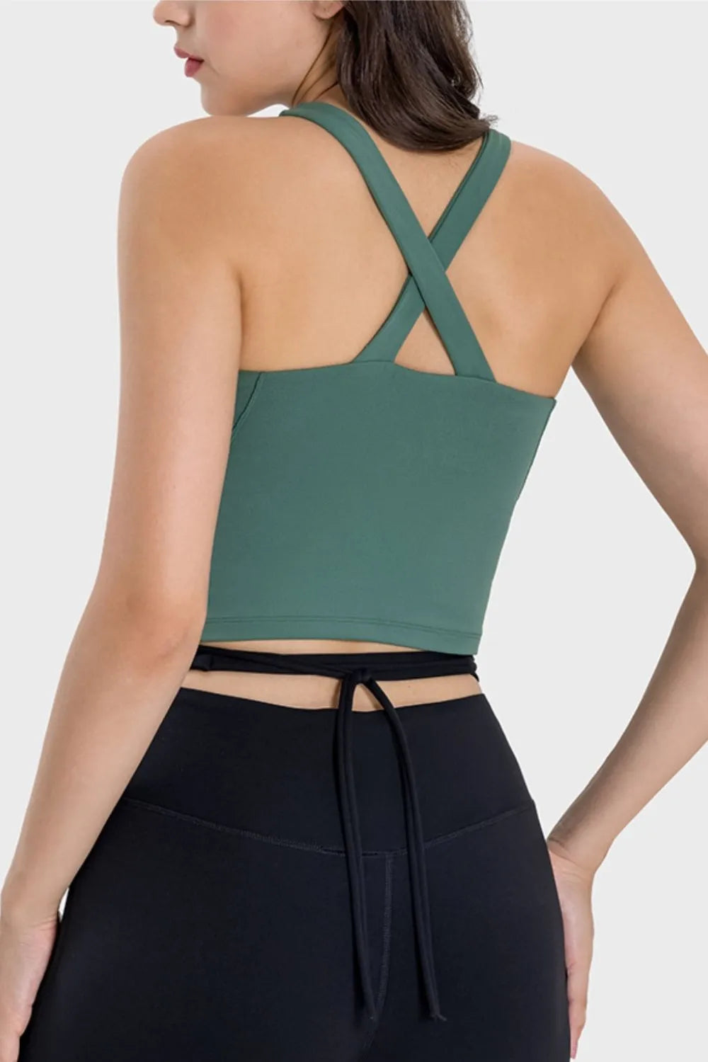 Crisscross Grecian Neck Active Cami in Blush Pink for Women