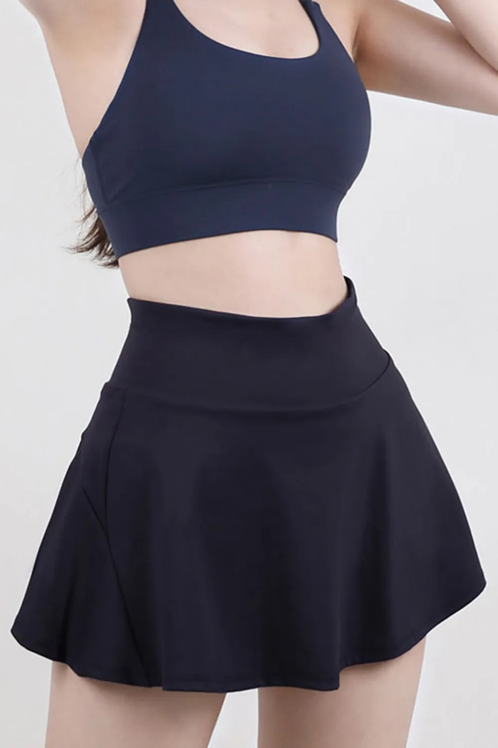 High Waist Pleated Active Skirt in Dark Gray for Women