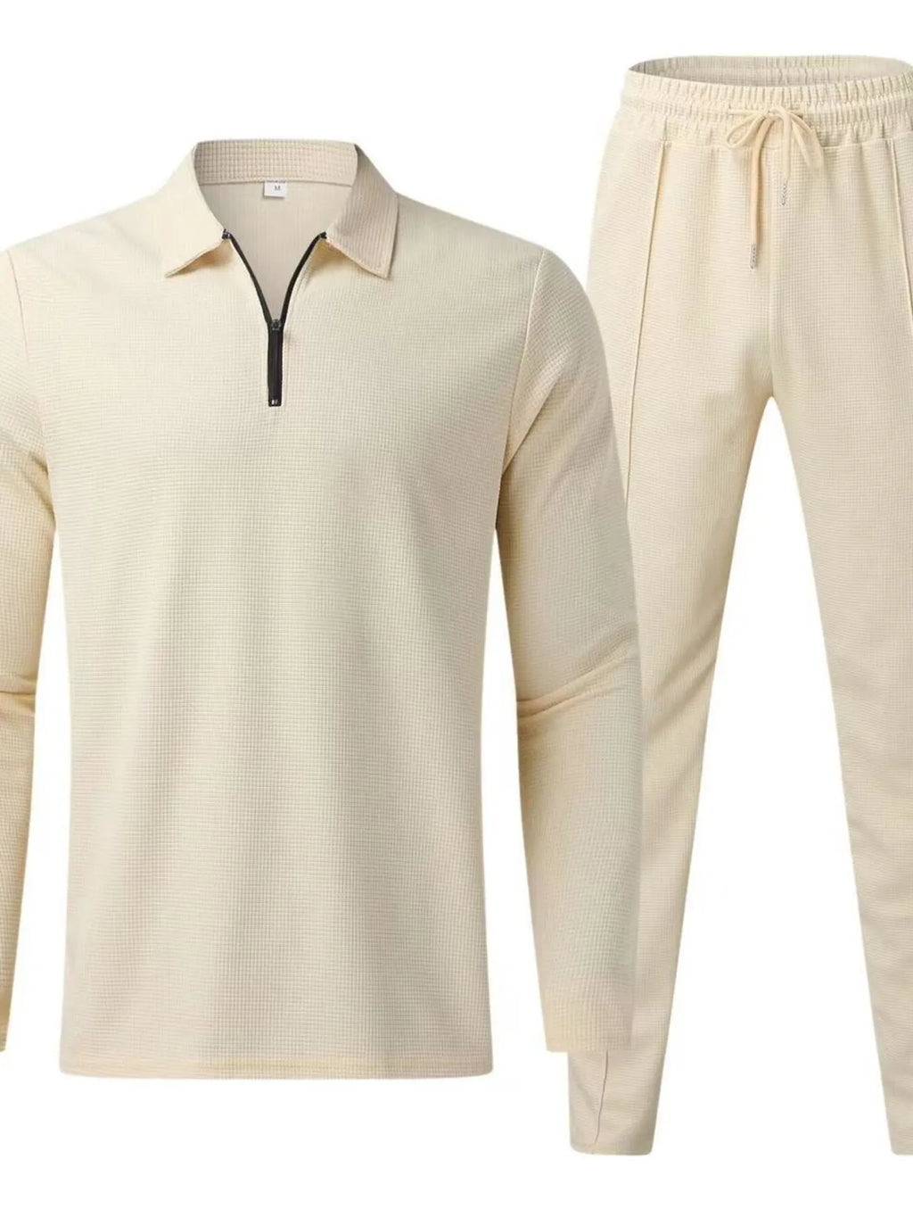 Long Sleeve Top and Pants Set Plus Size in Black for Men
